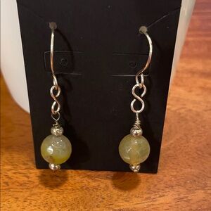 Chic Silver and Green Beaded Earrings